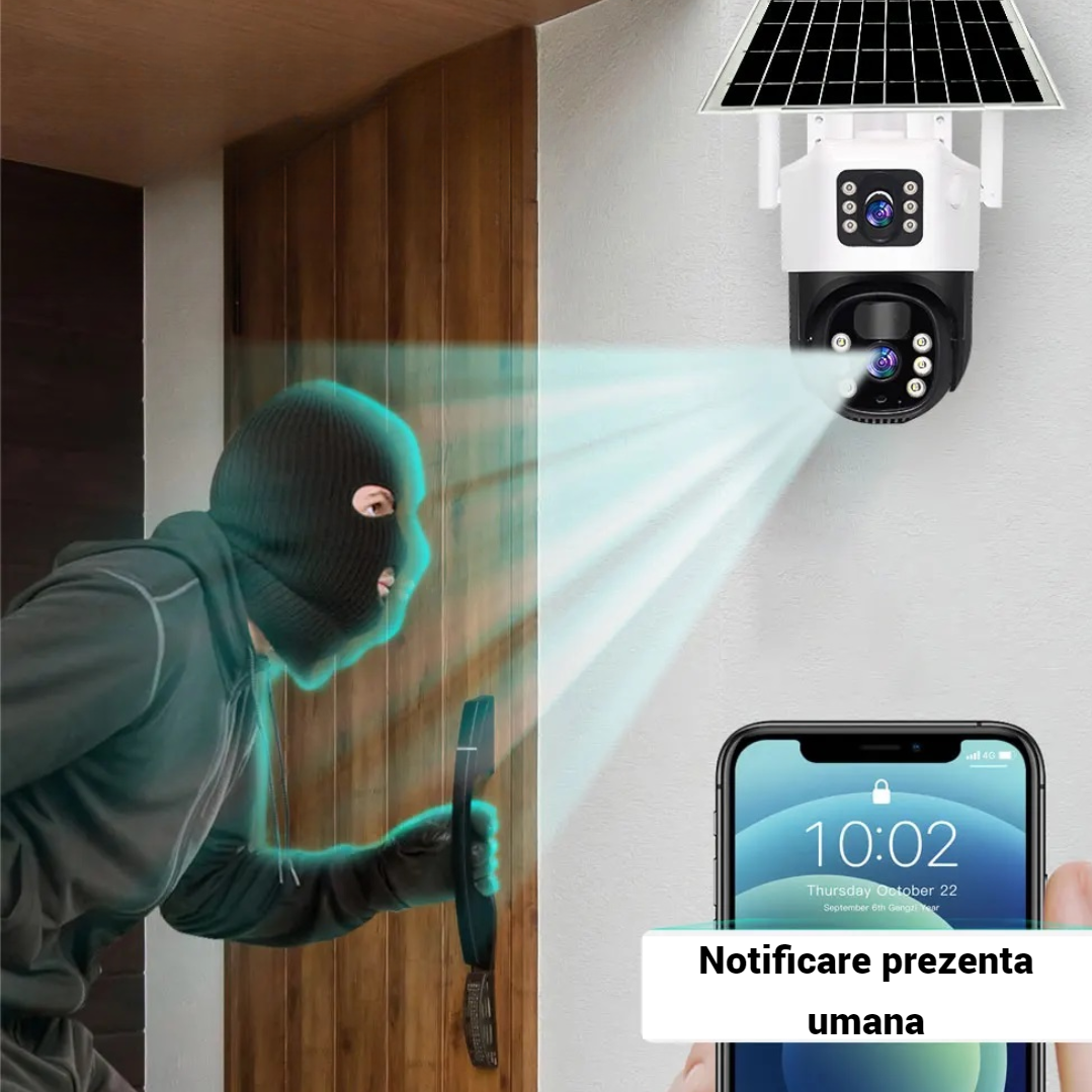 Camera de Supraveghere IP Smart WiFi cu Lentila Duala si IR - Alarma Miscare si Microfon