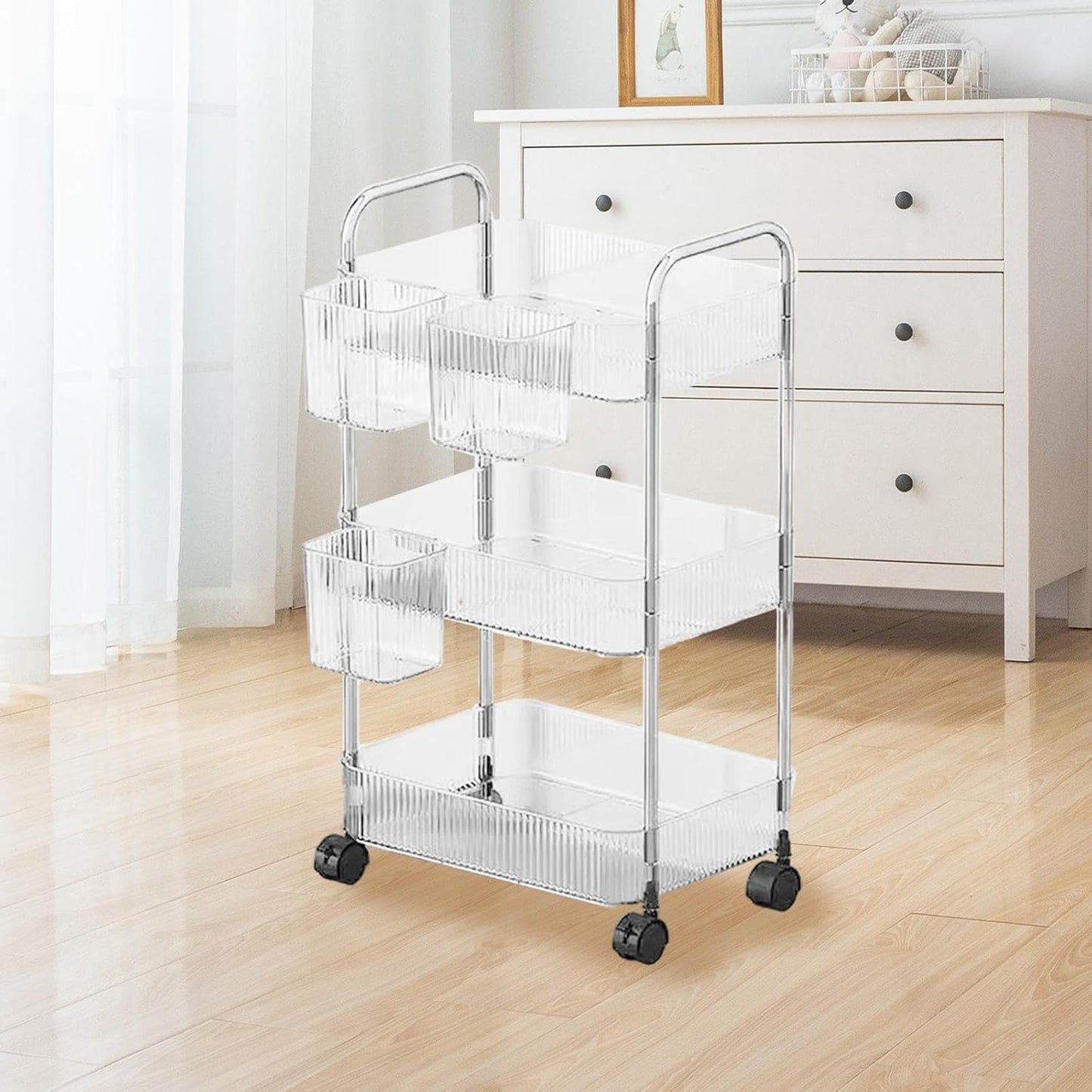 Carucior Mobil Universal 3 Nivele 36x23x69cm - Organizare Eficienta Baie si Bucatarie