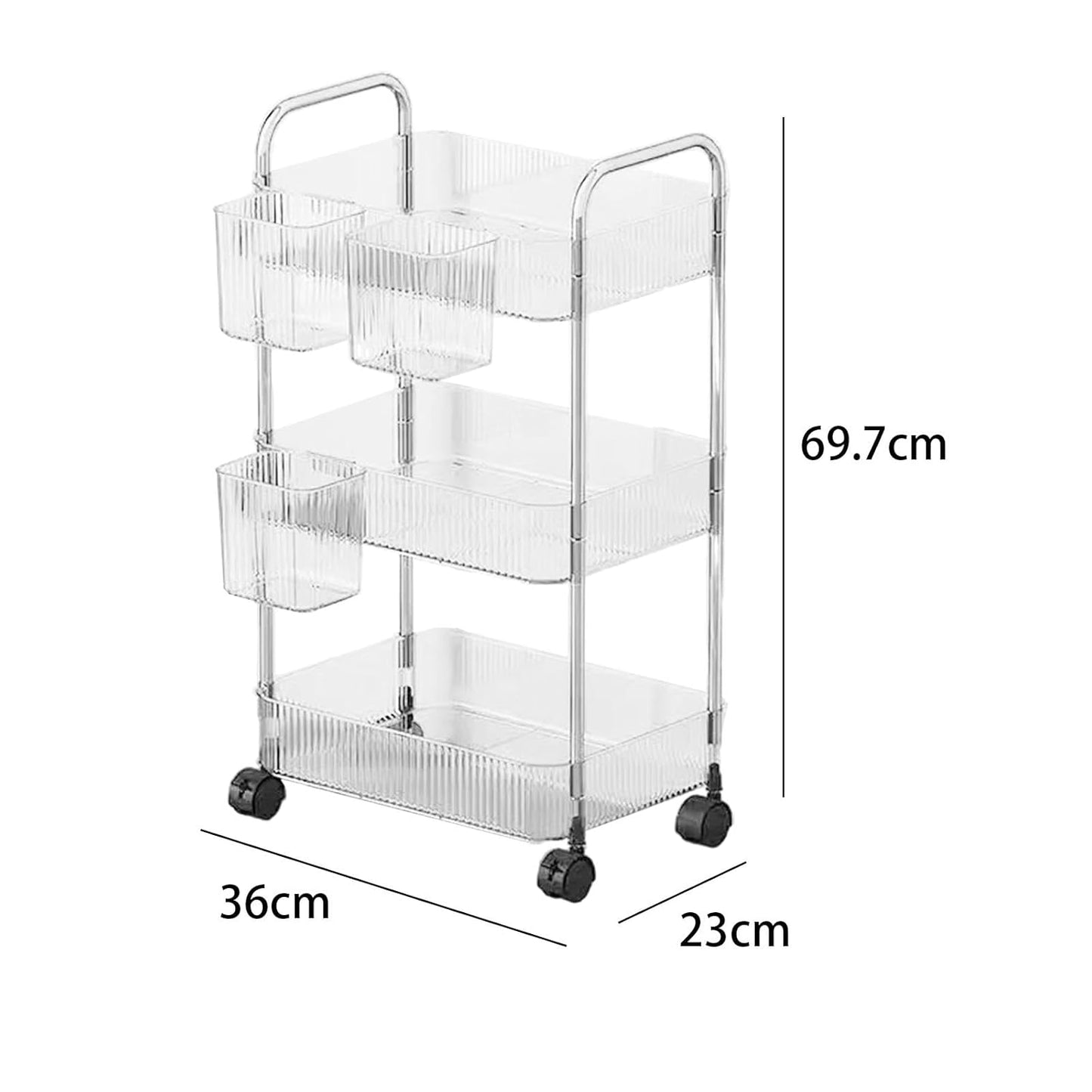 Carucior Mobil Universal 3 Nivele 36x23x69cm - Organizare Eficienta Baie si Bucatarie