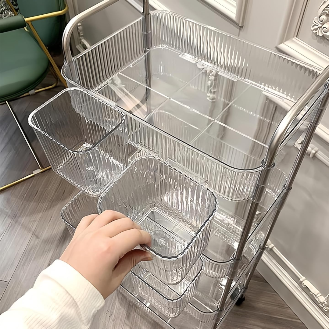 Carucior Mobil Organizator cu 4 Rafturi - 40x28.5x95cm - Design Modern