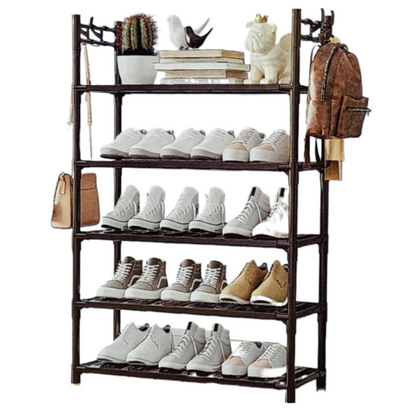 Pantofar cu 7 Etaje din PAL - Organizator Pantofi Elegant, Culoare Lemn Inchis