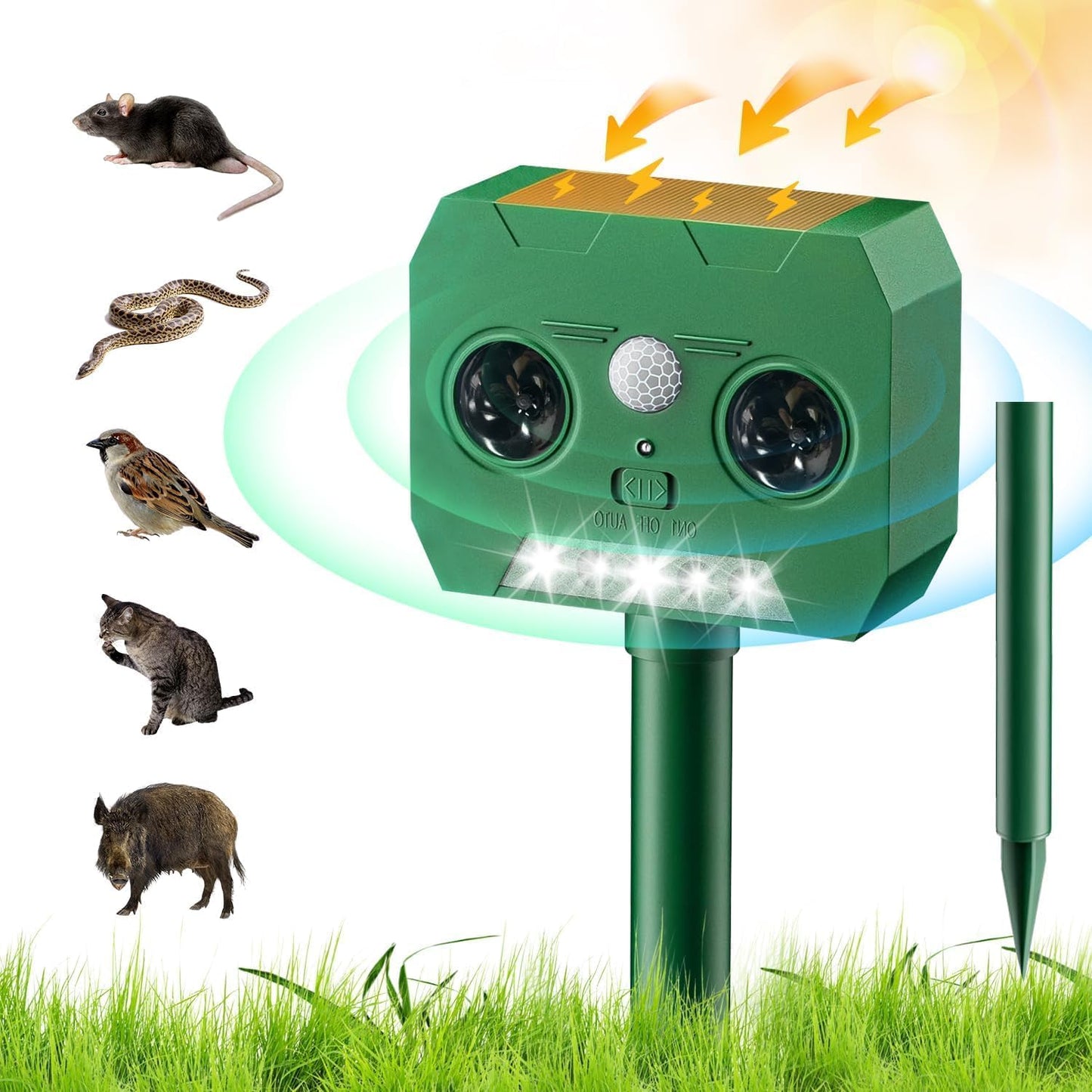 Aparat Solar Ultrasunete Impotriva Daunatorilor - Repelent Ecologic cu Senzor de Miscare PIR