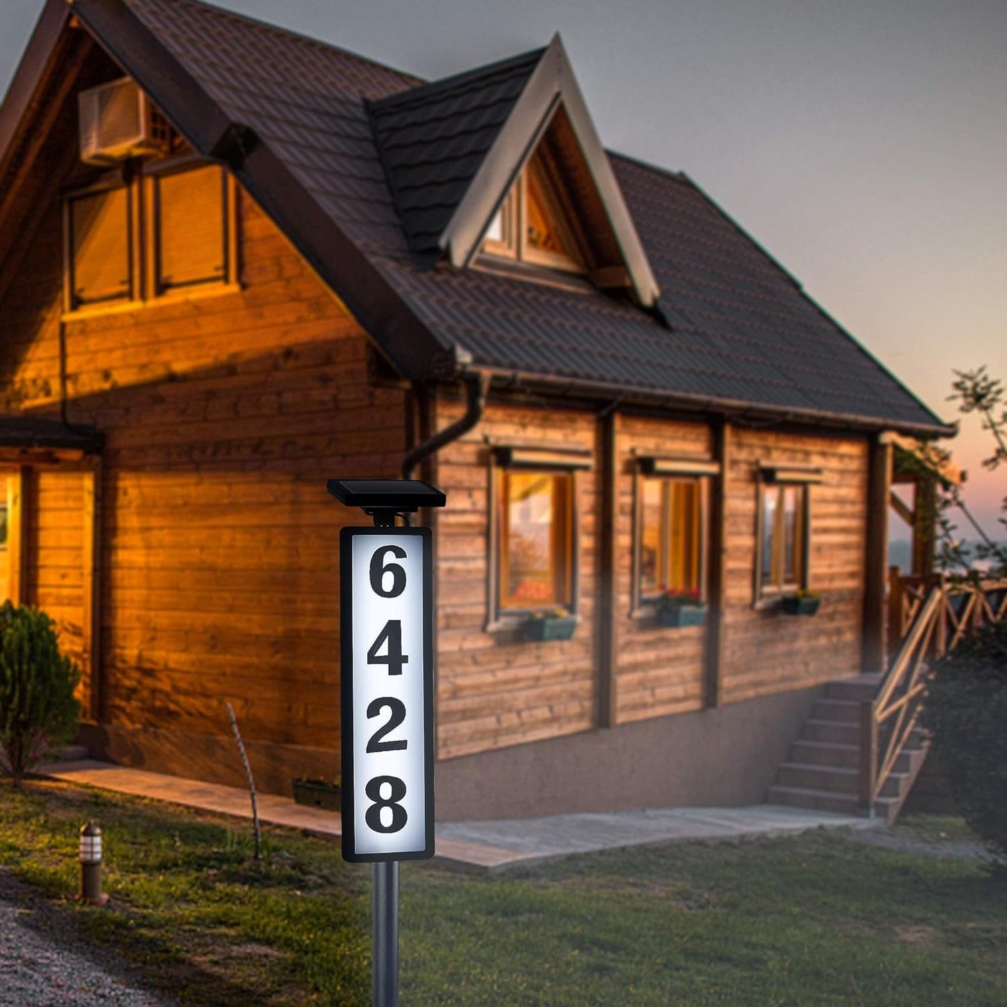 Stalp Solar Iluminat Pentru Numere Casa - Design Modern, Rezistent IP65, Iluminare LED Alb Cald/Rece