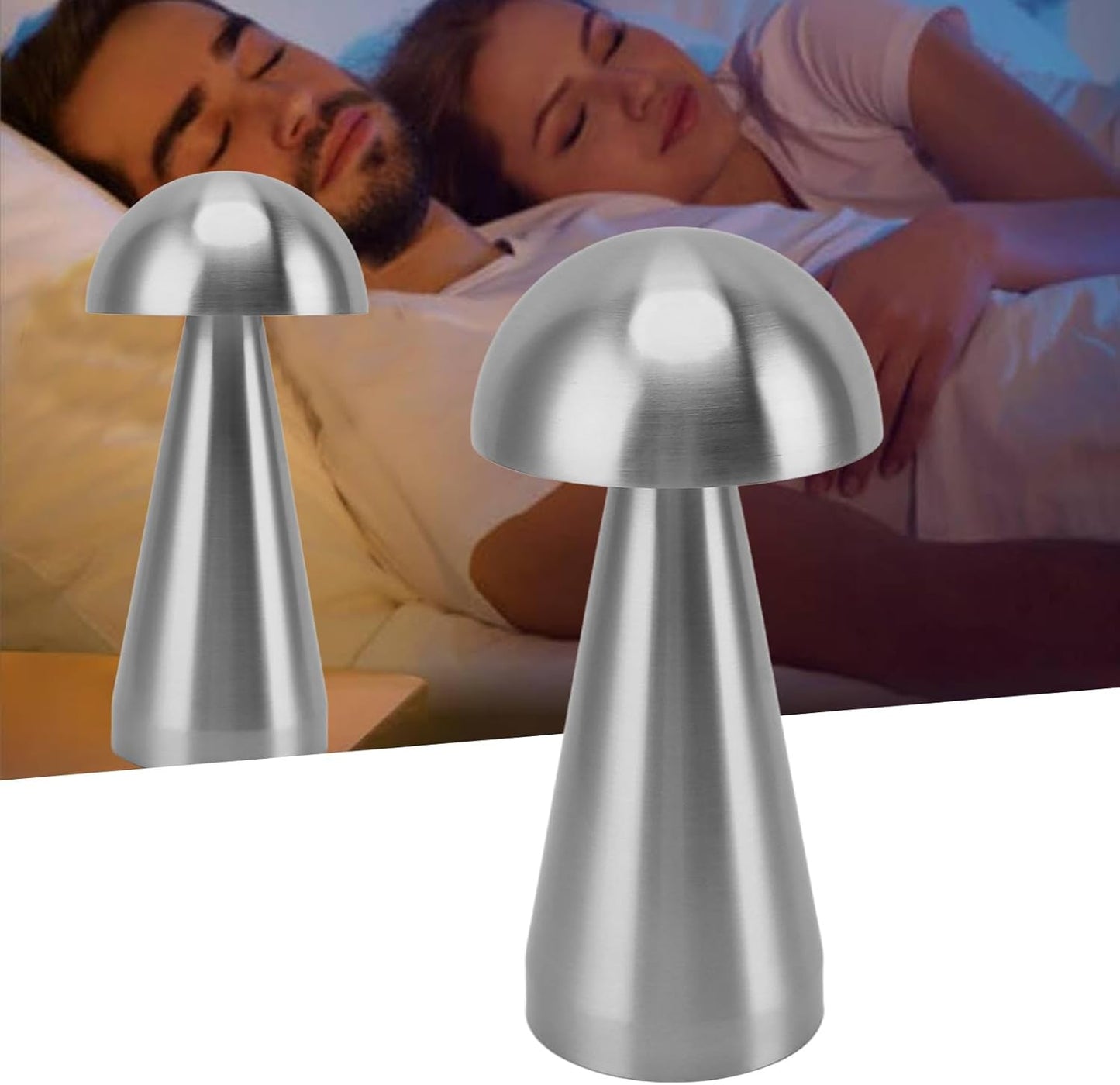 Lampa LED de Masa Design Ciuperca - Control Touch, 3 Culori Reglabile, Finisaj Metalic
