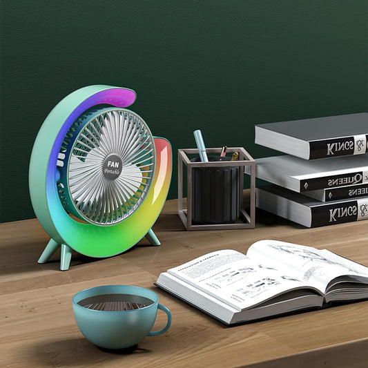 Mini Aer Conditionat Portabil USB-C cu 3 Viteze, Iluminare LED si Ajustare 180°