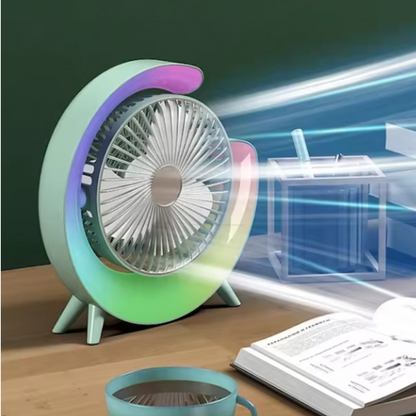 Mini Aer Conditionat Portabil USB-C cu 3 Viteze, Iluminare LED si Ajustare 180°