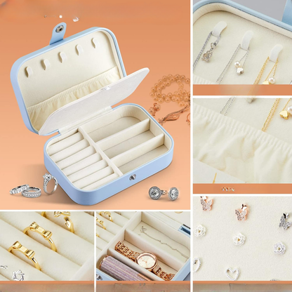 Cutie Organizator Bijuterii cu Dublu Compartiment - Piele PU, Portabila pentru Calatorii