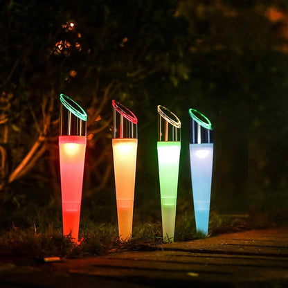 Set 4 Lampi Solare LED Decorative pentru Gradina - RGB + Alb, Rezistente IP65, Incarcare Solara