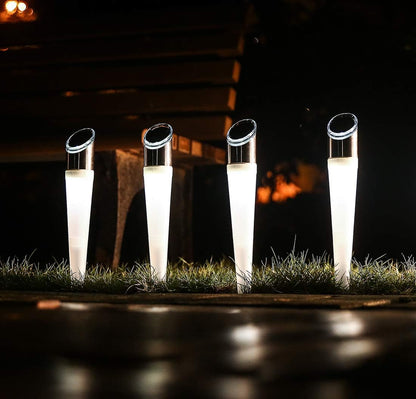 Set 4 Lampi Solare LED Decorative pentru Gradina - RGB + Alb, Rezistente IP65, Incarcare Solara