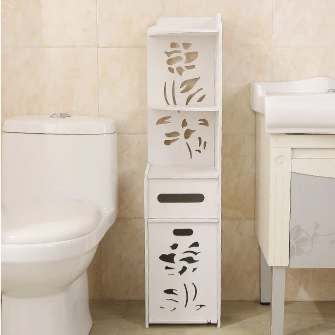 Dulap Vertical de Colt pentru Baie 100x24x24 cm - Alb Modern cu Sertare si Polite