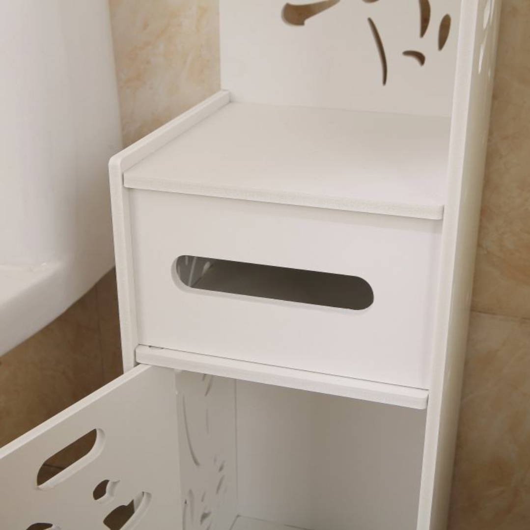 Dulap Vertical de Colt pentru Baie 100x24x24 cm - Alb Modern cu Sertare si Polite