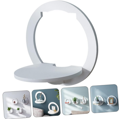 Etajera de Perete Hexagonala Alba - Suport Decorativ pentru Flori si Rame Foto