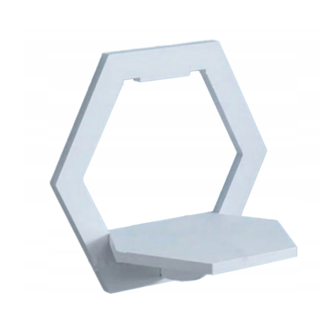 Etajera de Perete Hexagonala Alba - Suport Decorativ pentru Flori si Rame Foto