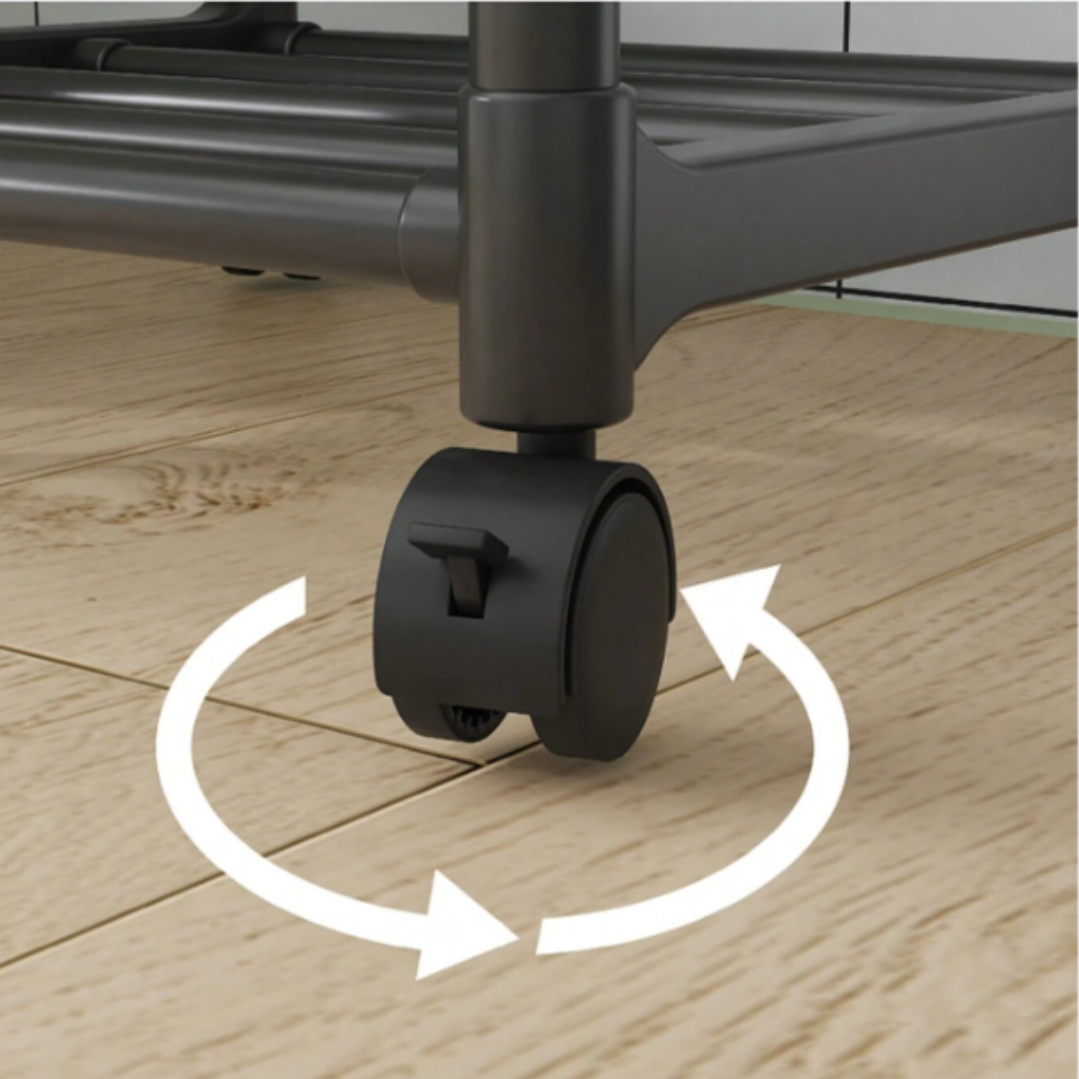 Organizator Baie Multifunctional cu 5 Rafturi si Roti - Suport Mobil pentru Prosoape si Depozitare