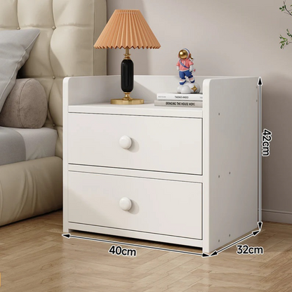 Noptiera Alba Moderna cu 2 Sertare Spatioase din PAL - Design Elegant Dormitor