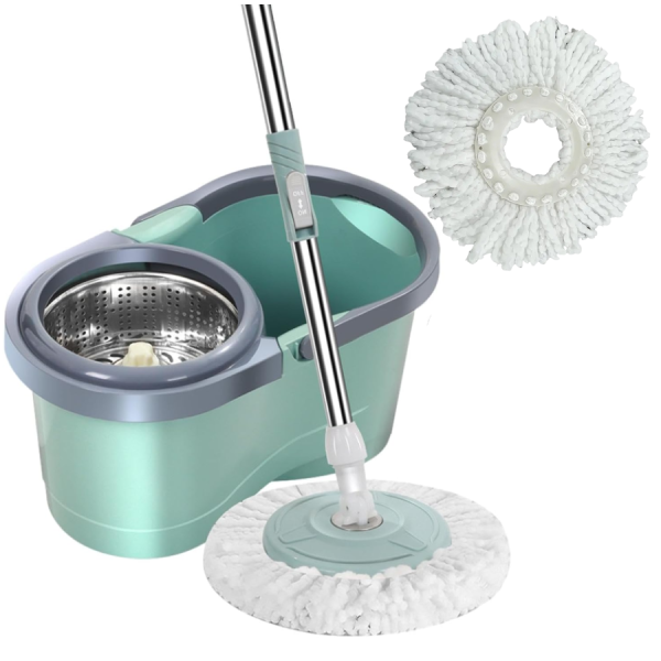 Mop Multifunctional cu Microfibra si Racleta Silicon - Rotire 180° si Maner Telescopic