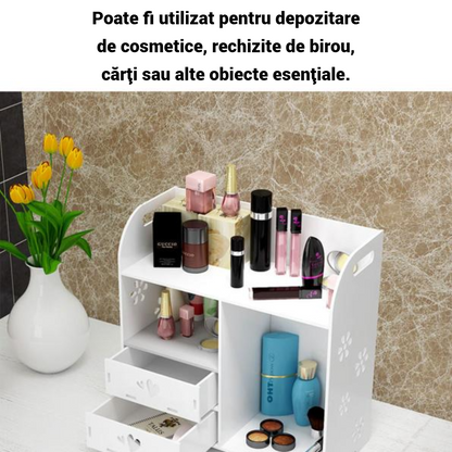 Organizator Multifunctional cu Sertare pentru Birou si Cosmetice - Depozitare Compacta si Eleganta