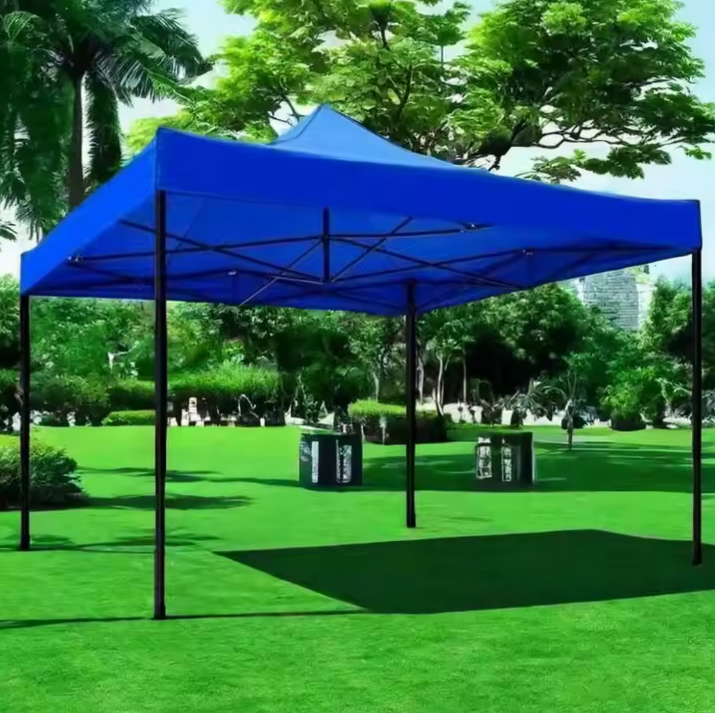 Pavilion Pliabil 3x3m cu Cadru Metalic - Cort Gradina Albastru Rezistent