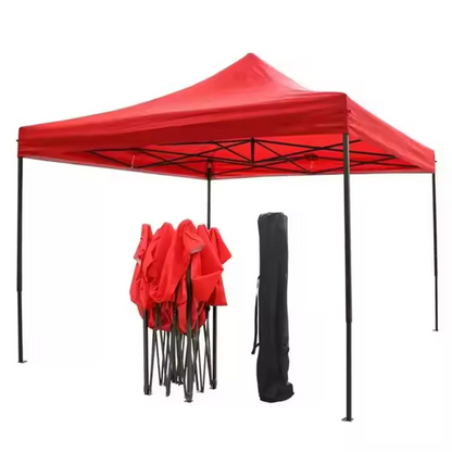 Pavilion Pliabil 3x3m Rosu - Cort Gradina cu Cadru Metalic Rezistent