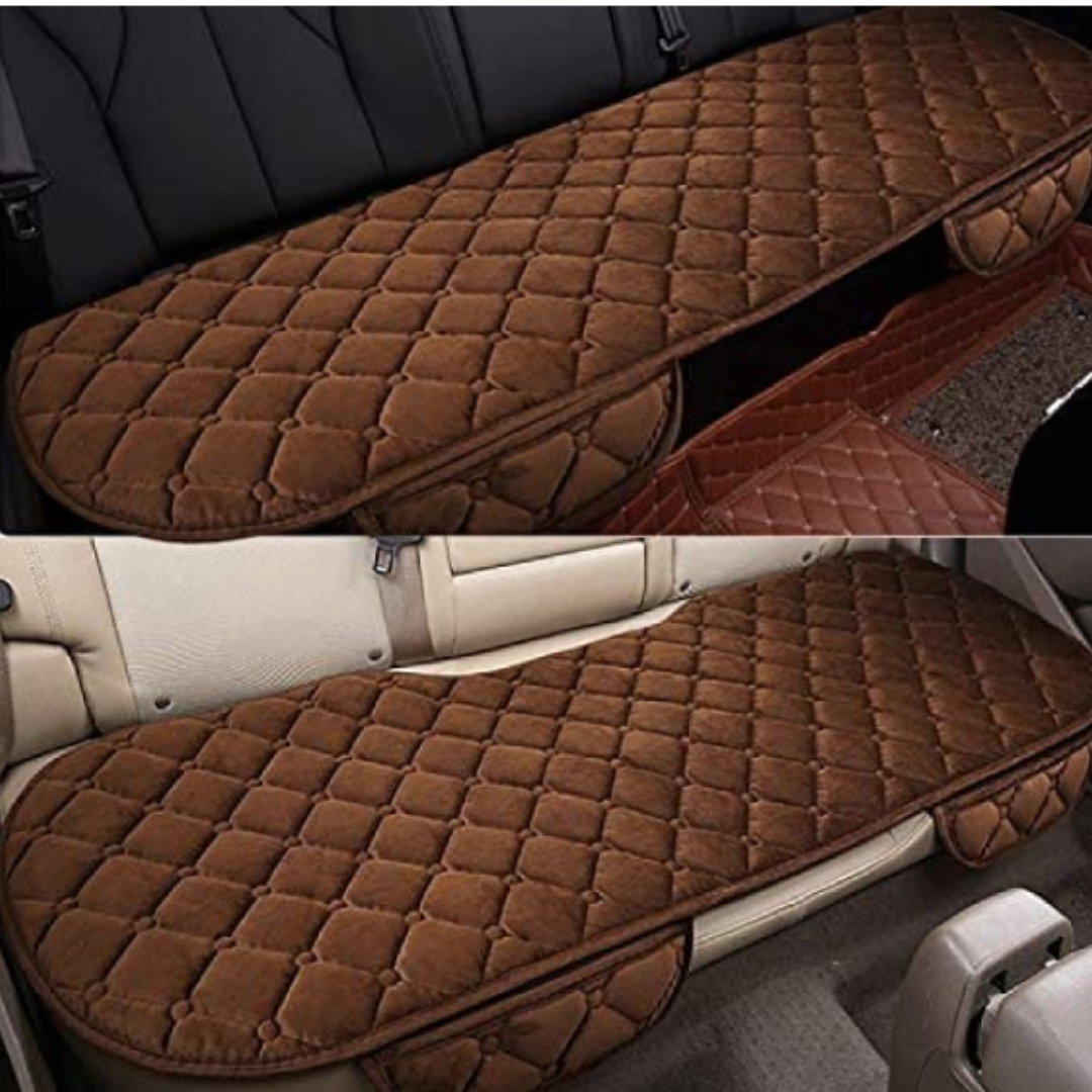 Set 3 Huse Auto Premium Matlasate cu Buzunare - Scaune Fata + Bancheta Spate Maro