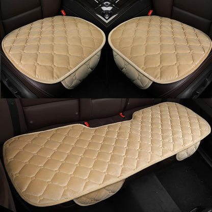 Set 3 Huse Auto Premium cu Buzunare - Scaune Fata si Bancheta, Crem, Material Antiderapant