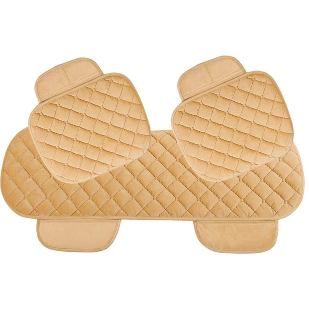 Set 3 Huse Auto Premium cu Buzunare - Scaune Fata si Bancheta, Crem, Material Antiderapant