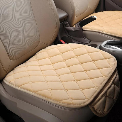 Set 3 Huse Auto Premium cu Buzunare - Scaune Fata si Bancheta, Crem, Material Antiderapant