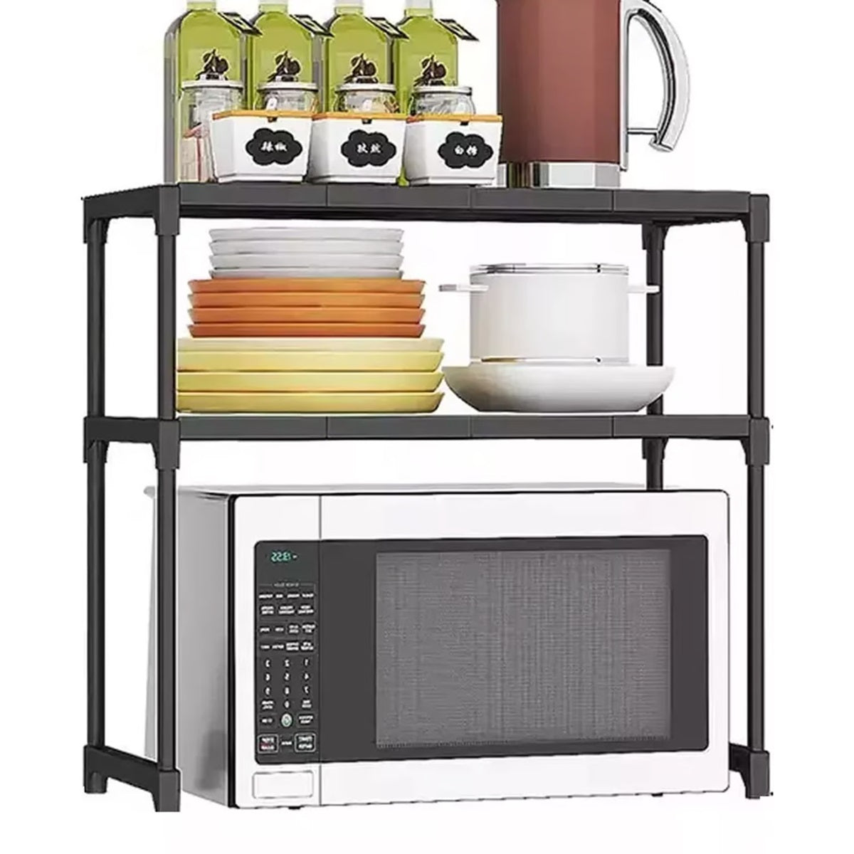 Raft Organizator Microunde cu 2 Etaje - Suport Multifunctional pentru Bucatarie