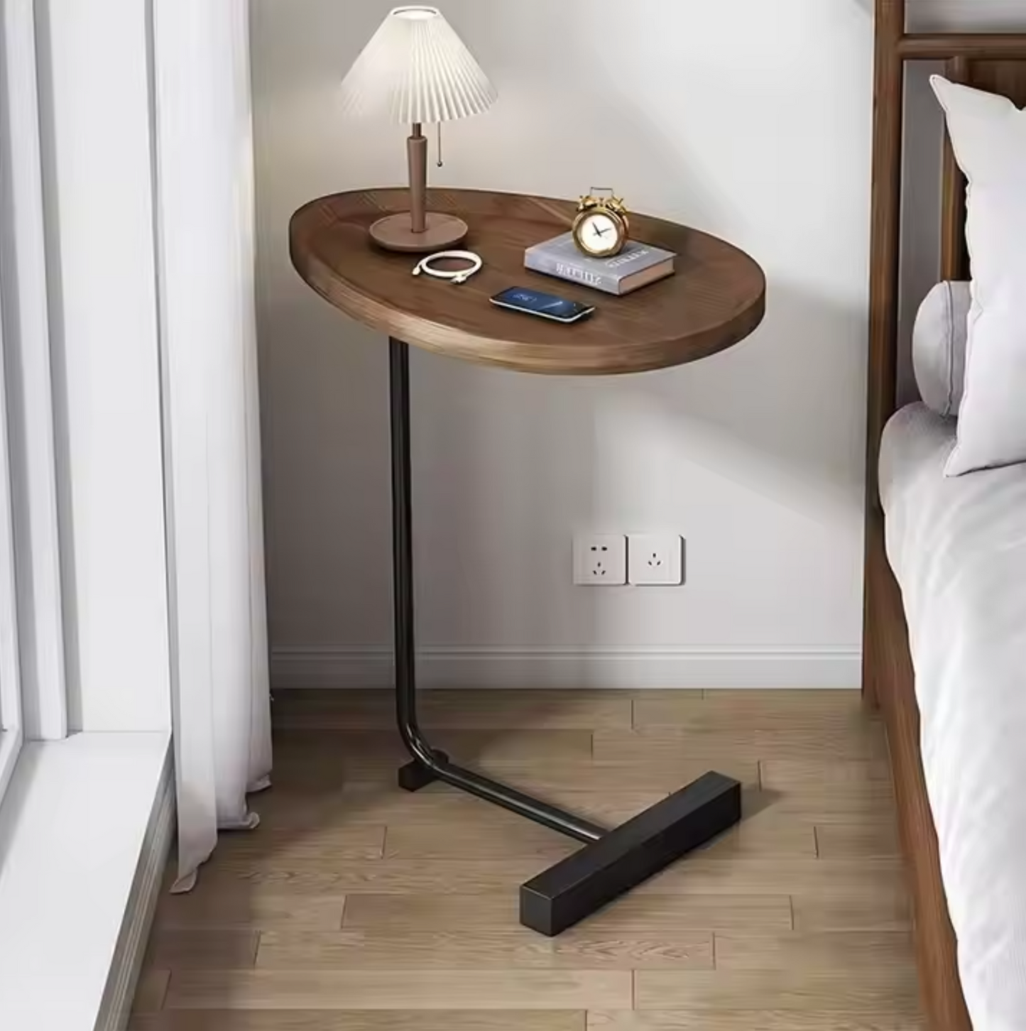 Masa Ovala din Metal pentru Cafea - Design Modern Minimalist Maro