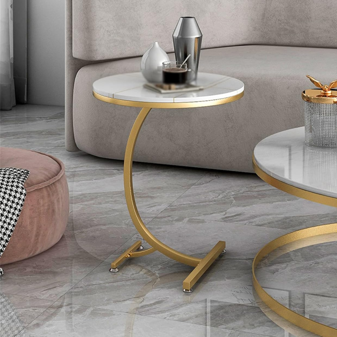 Masa Rotunda pentru Cafea cu Efect Marmura - Design Modern si Elegant