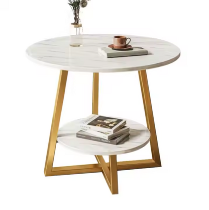 Masa cafea rotunda cu 2 nivele - Design modern tip marmura eleganta