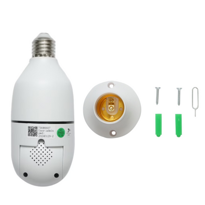Camera de Supraveghere Inteligenta cu Bec E27, Rotatie 360°, Viziune Nocturna Color si Audio Bidirectional