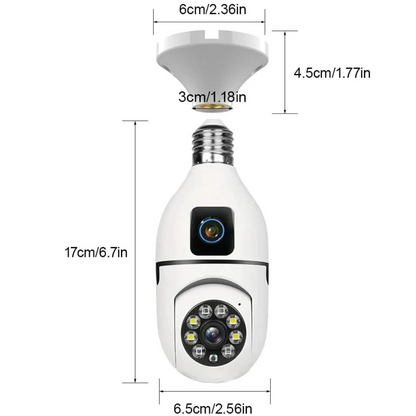 Camera de Supraveghere Inteligenta cu Bec E27, Rotatie 360°, Viziune Nocturna Color si Audio Bidirectional
