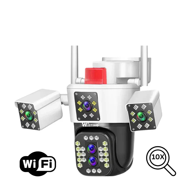 Camera de supraveghere WIFI 6K, 12MP, ZOOM 10X, 3 Camere, 1 Senzor, Control din aplicatie, Comunicare bidirectionala, Urmarire automata, Multi lens
