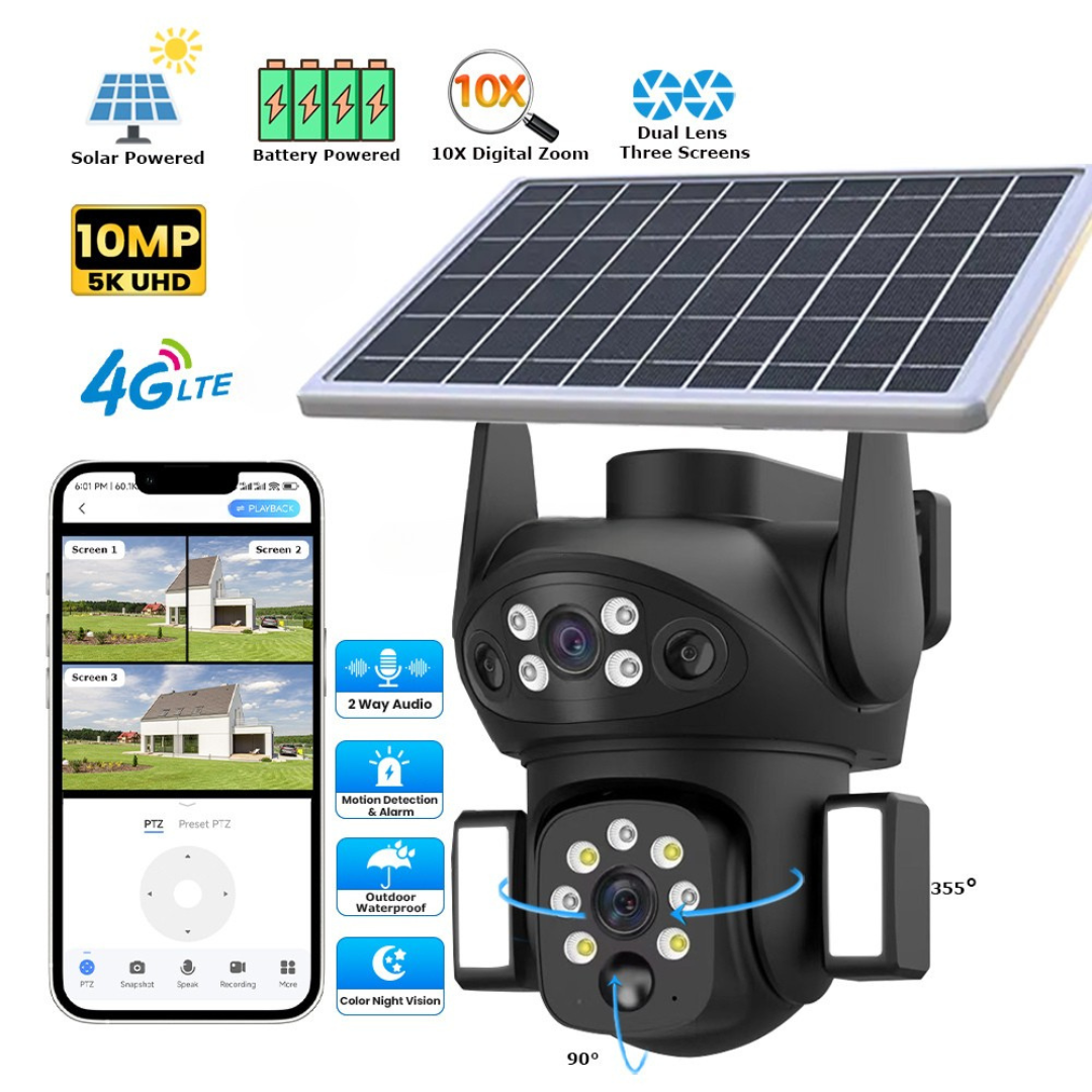 CAMERA SOLARA DUBLA + CARD 128GM