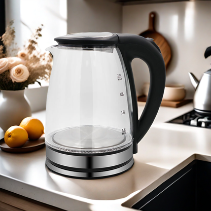 Fierbator Electric Portabil 1500W Sticla si Otel Inoxidabil - Fierbere Rapida Ceai si Cafea