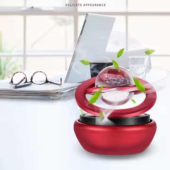 Difuzor Aromaterapie Auto cu Incarcare Solara - Design Elegant Rosu