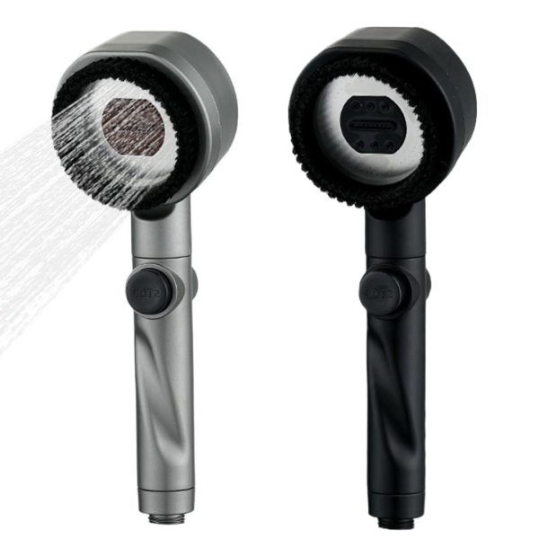Para de dus Turbo Shower cu 3 functii de presiune, periuta incorporata si filtru de apa