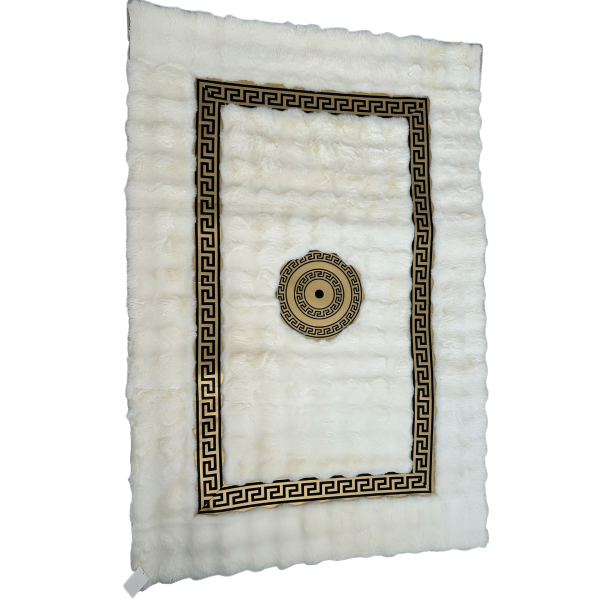 Raft decorativ de colt cu 3 nivele - Design auriu cu efect marmura pentru living si birou