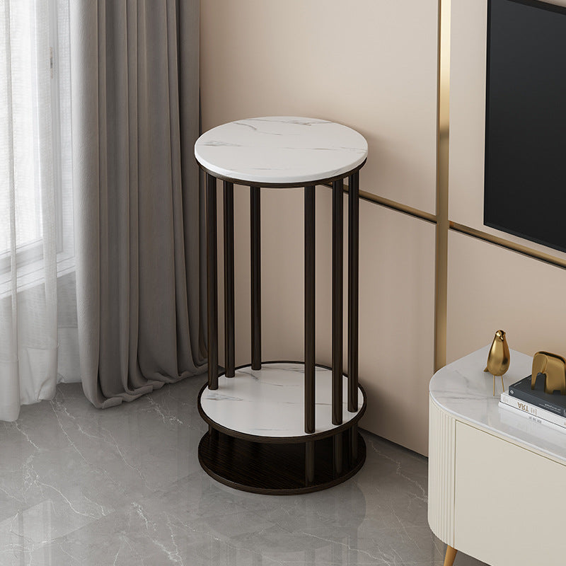 Suport Plante Etajat Rotund - Blat Imitatie Marmura, Design Modern Interior