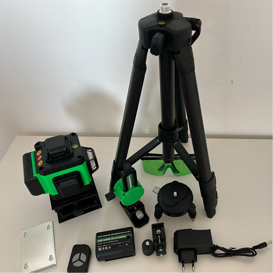 Nivela Laser 4D Verde Profesionala - 4 Fascicule 360°, Telecomanda, Baterii 4000mAh, Raza 25m, Autonivelare