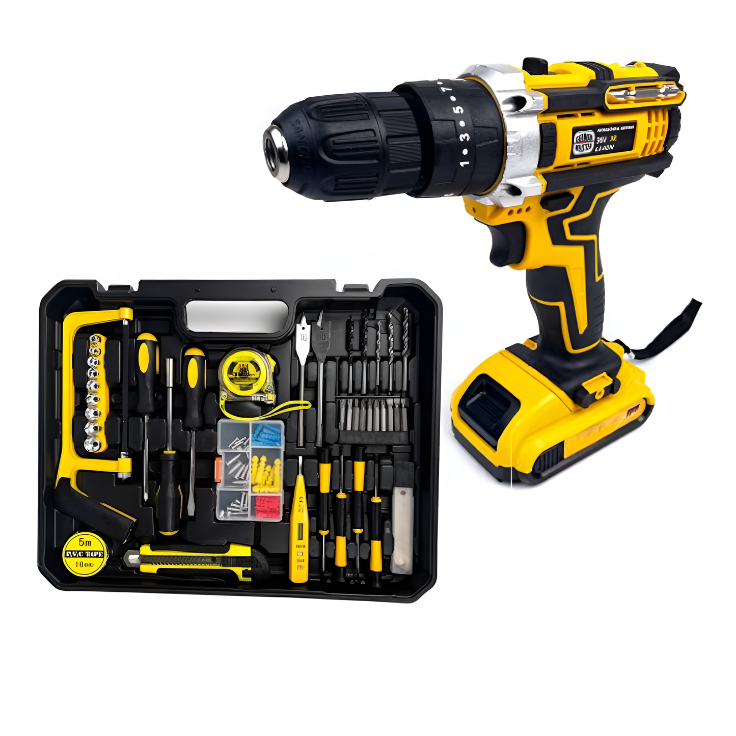 Kit Bormasina cu Percutie si 2 Acumulatori - Set Complet cu Statie Incarcare si Accesorii Premium