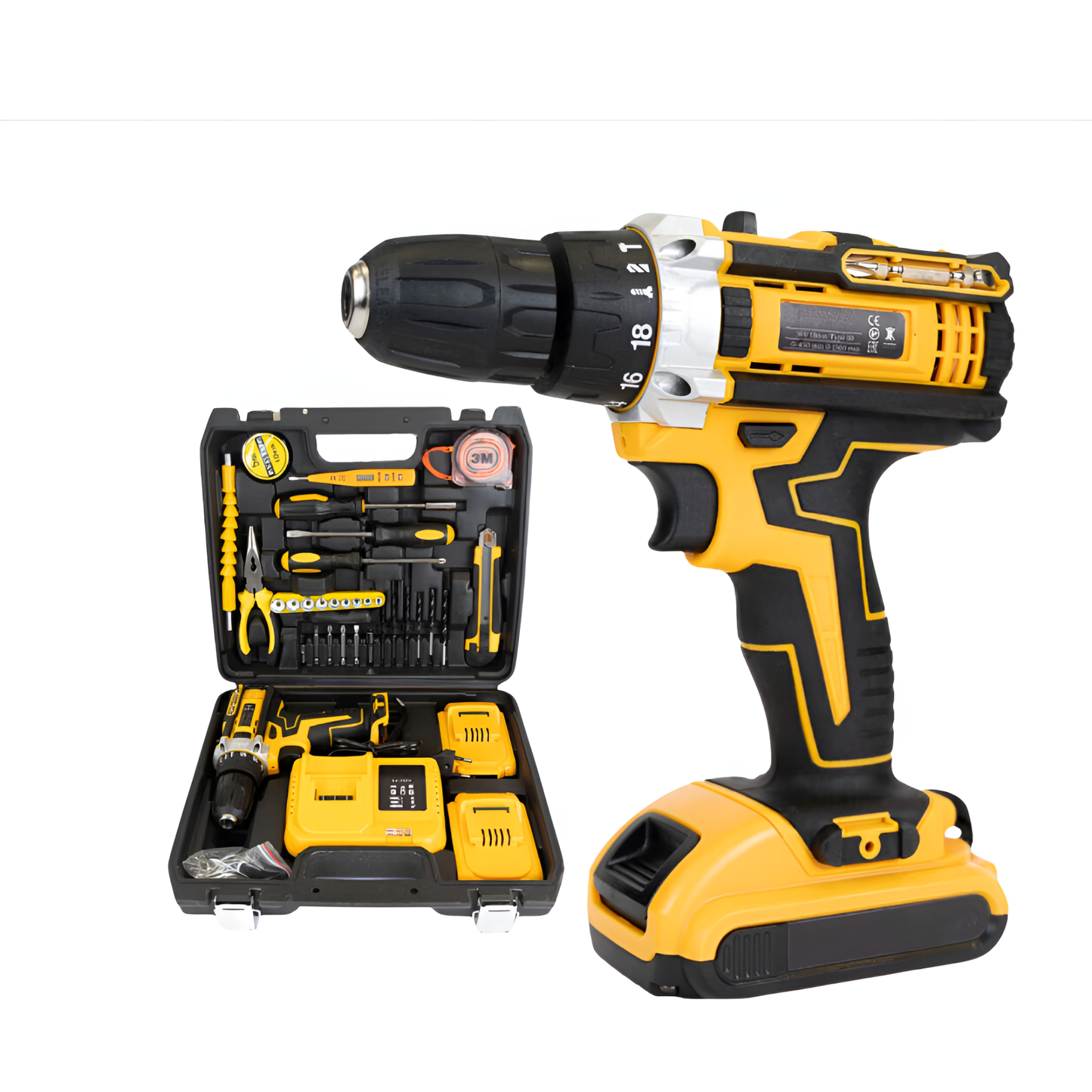 Kit Bormasina cu Percutie si 2 Acumulatori - Set Complet cu Statie Incarcare si Accesorii Premium
