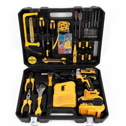 Kit Bormasina cu Percutie si 2 Acumulatori - Set Complet cu Statie Incarcare si Accesorii Premium