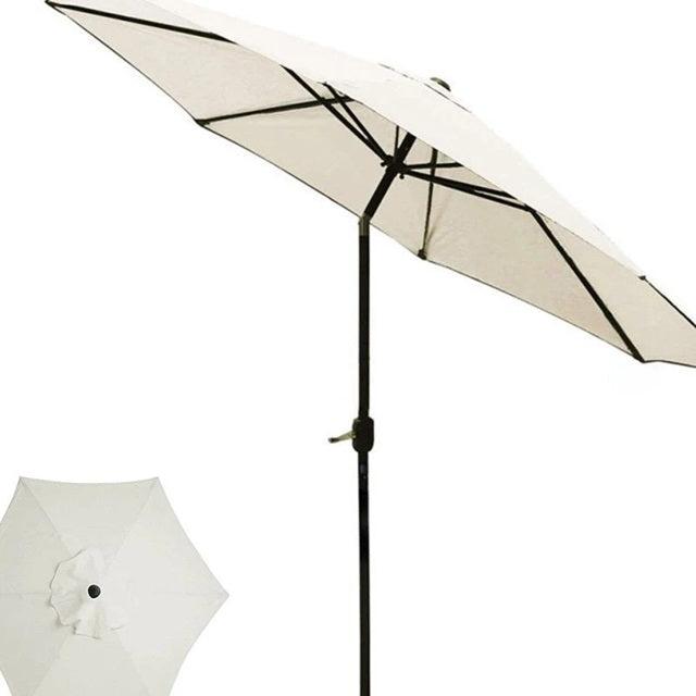 Umbrela de Gradina 3M, Reglabila, Impermeabila, cu Suport Tip Picior si Cadru din Otel, alb