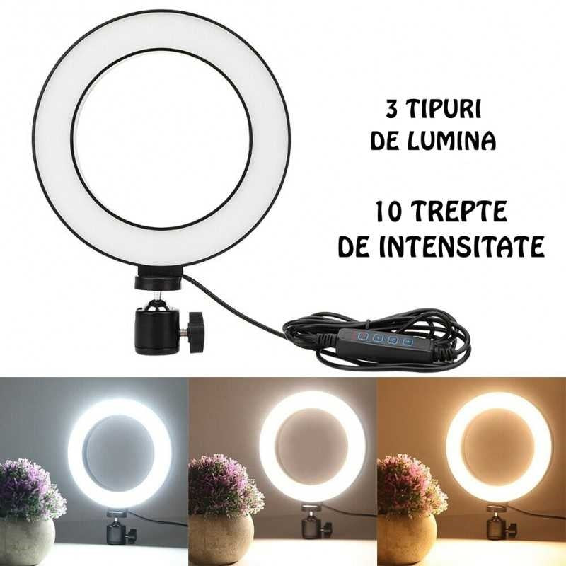 Lampa LED Circulara Profesionala cu Trepied si Suport Telefon - Ring Light pentru Makeup si Fotografii