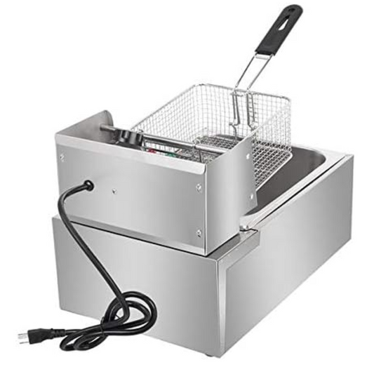 Friteuza Profesionala 6L din Inox, 2500W - Termostat Reglabil 200°C, Design Compact