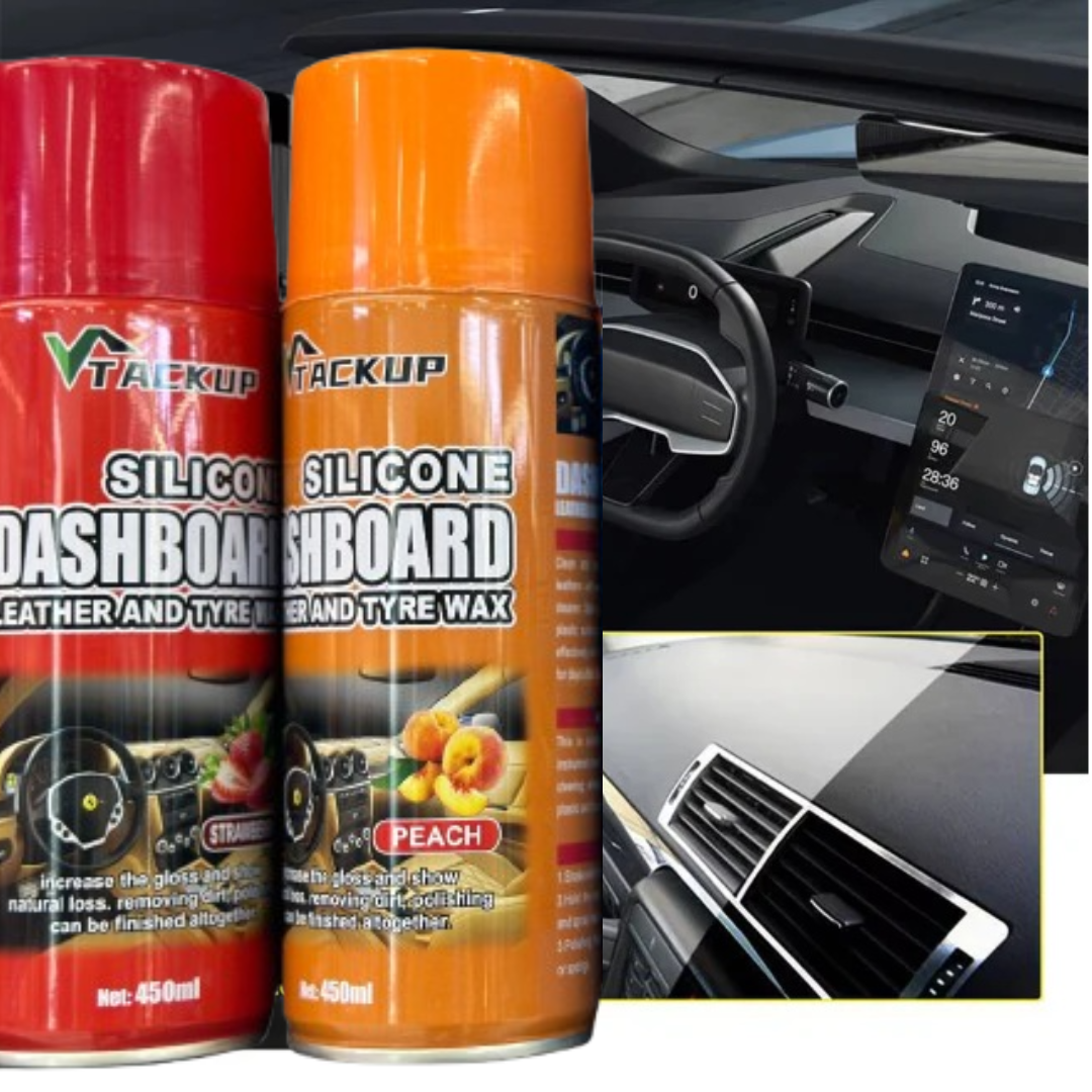 PACHET 1+1 Spray Silicon Auto TACK UP 450ml - Ceara Lichida Bord si Piele, Efect Antistatatic