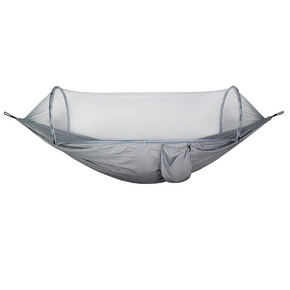 Hamac Dublu cu Plasa Antiinsecte 150x200cm - Material Parasuta, Buzunar Accesorii si Geanta Transport