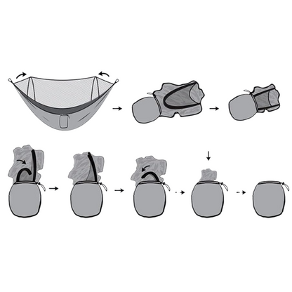 Hamac Dublu cu Plasa Antiinsecte 150x200cm - Material Parasuta, Buzunar Accesorii si Geanta Transport